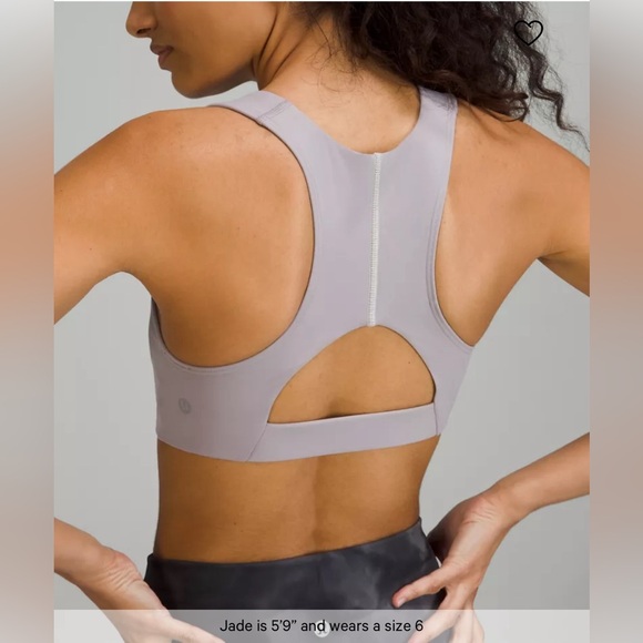 Lululemon Tough Train high neck bra, mauve grey/light Sage, size 6 - Picture 3 of 9